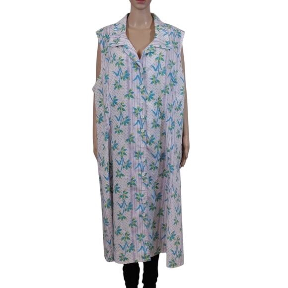Lane Bryant Blue Green Floral Flowy Midi Button Down Plus Size Summer Dress 34W - Picture 1 of 10
